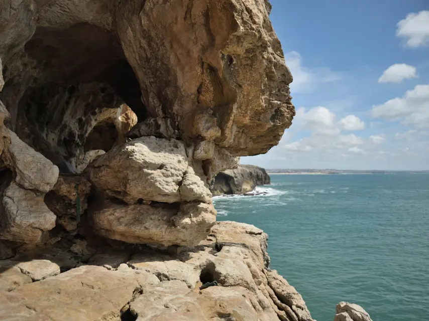 A coast path along the top of low cliffs
