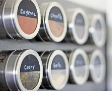 Kitchen jars on a rail