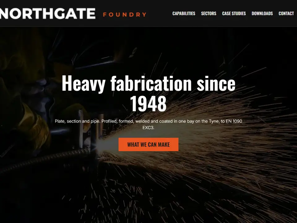 The Northgate Foundry template, seen at the top of its home page