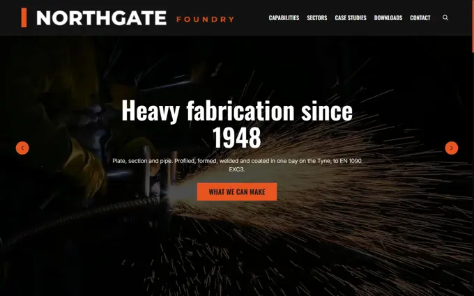 The Northgate Foundry template, seen at the top of its home page