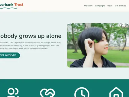 The Riverbank Trust template, seen at the top of its home page