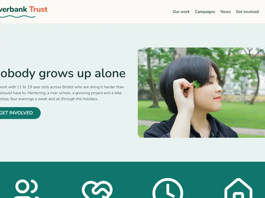 The Riverbank Trust template, seen at the top of its home page
