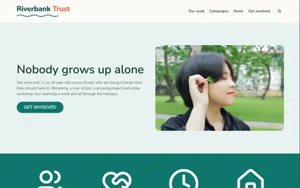 The Riverbank Trust template, seen at the top of its home page