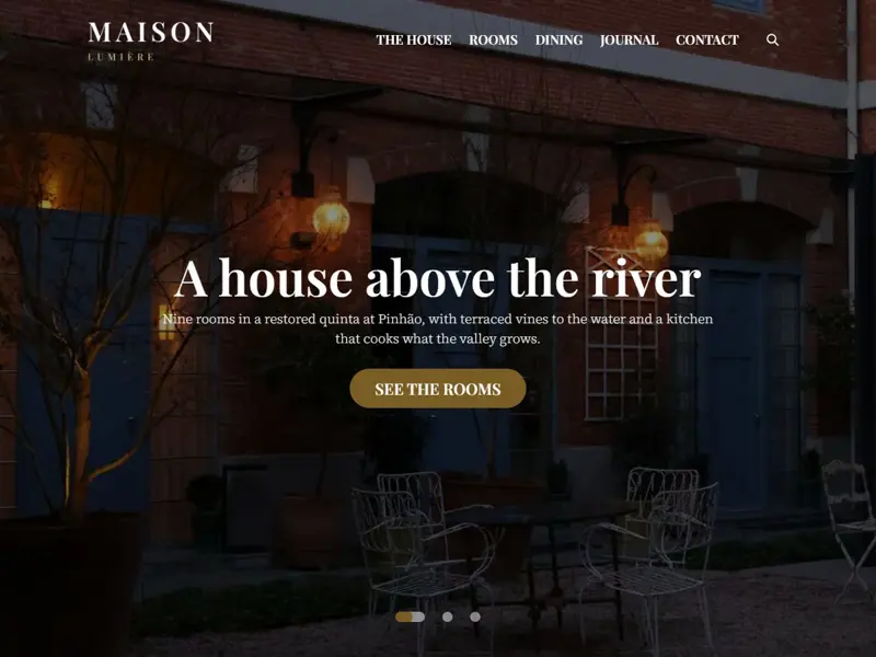 The Maison Lumiere template, seen at the top of its home page