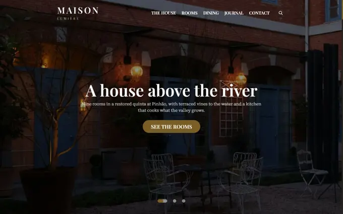 The Maison Lumiere template, seen at the top of its home page