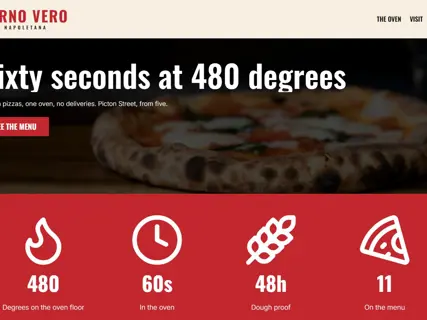 The Forno Vero template, seen at the top of its home page