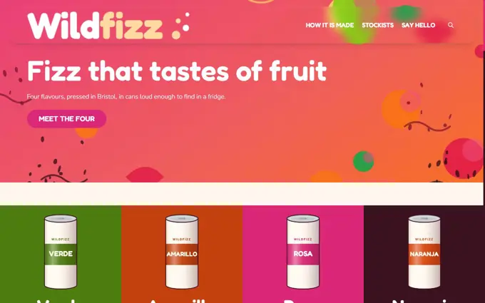 The Wild Fizz template, seen at the top of its home page