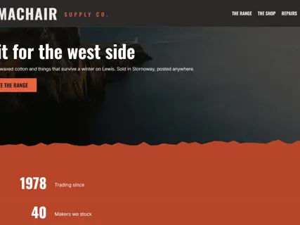 The Machair template, seen at the top of its home page