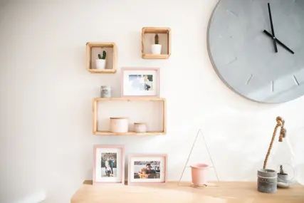 Styled shelf with clock