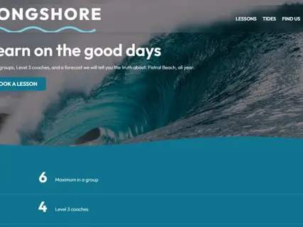 The Longshore template, seen at the top of its home page